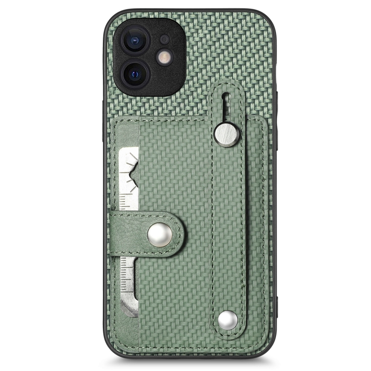 

For iPhone 11 Wristband Kickstand Card Wallet Back Cover Phone Case with Tool Knife(Green)