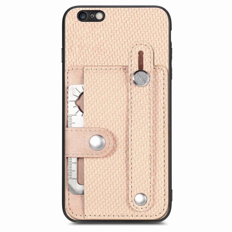 

For iPhone 6 / 6s Wristband Kickstand Card Wallet Back Cover Phone Case with Tool Knife(Khaki)