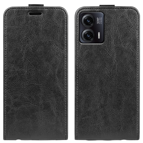 

For Motorola Moto G73 R64 Texture Single Vertical Flip Leather Phone Case(Black)