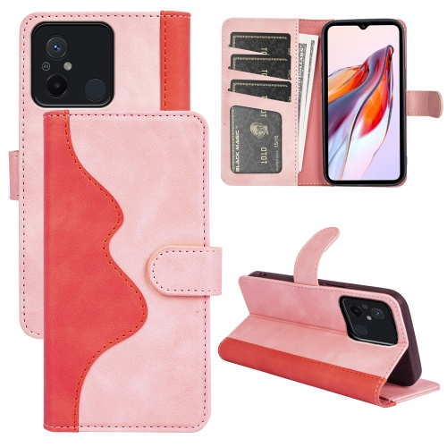 

For Xiaomi Redmi 12C Stitching Horizontal Flip Leather Phone Case(Red)