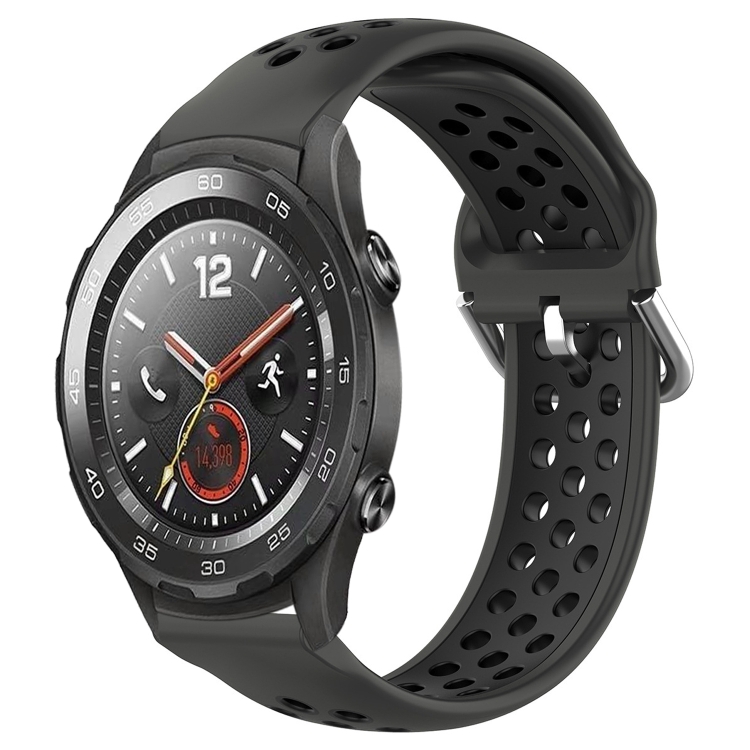 

For Huawei Watch 2 20mm Perforated Breathable Sports Silicone Watch Band(Black)