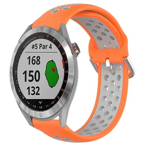 

For Garmin Approach S40 20mm Perforated Breathable Sports Silicone Watch Band(Orange+Grey)