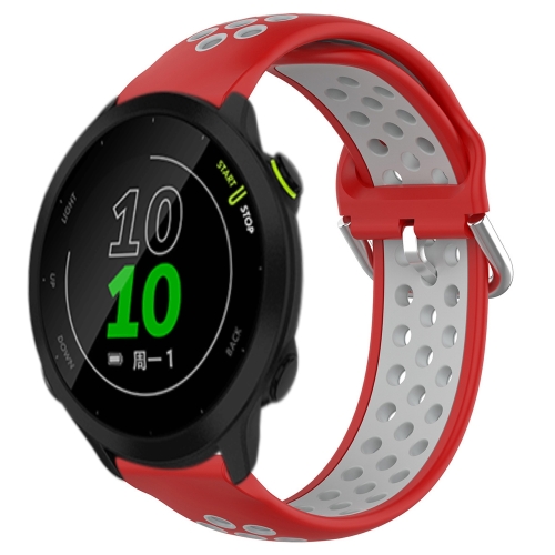 Pour Garmin Forerunner 158 Bracelet de montre en silicone sport respirant  perforé 20 mm (rouge +