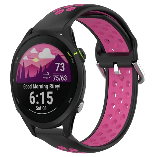 Para Garmin Forerunner 255 Correa de reloj de silicona de doble color de 22  mm (rosa