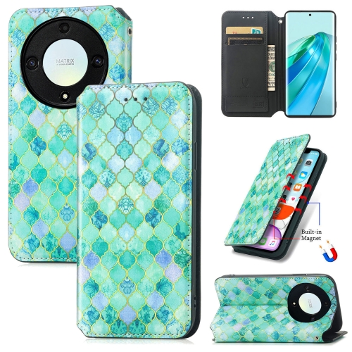 

For Honor Magic5 Lite CaseNeo Colorful Magnetic RFID Anti-theft Leather Phone Case(Green)