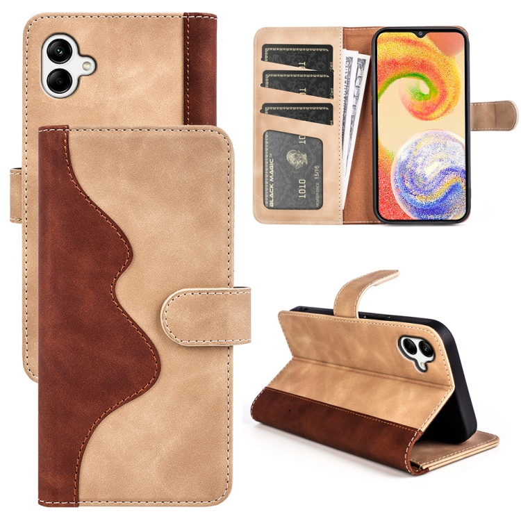 

For Samsung Galaxy A04 Stitching Horizontal Flip Leather Phone Case(Yellow)