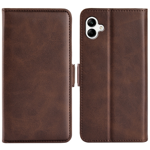 

For Samsung Galaxy A04 Dual-side Magnetic Buckle Horizontal Flip Leather Phone Case(Brown)