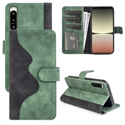 

For Sony Xperia 5 IV Stitching Horizontal Flip Leather Phone Case(Green)