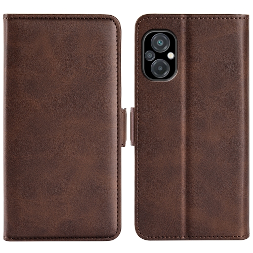 

For Xiaomi Poco M5 4G Dual-side Magnetic Buckle Horizontal Flip Leather Phone Case(Brown)