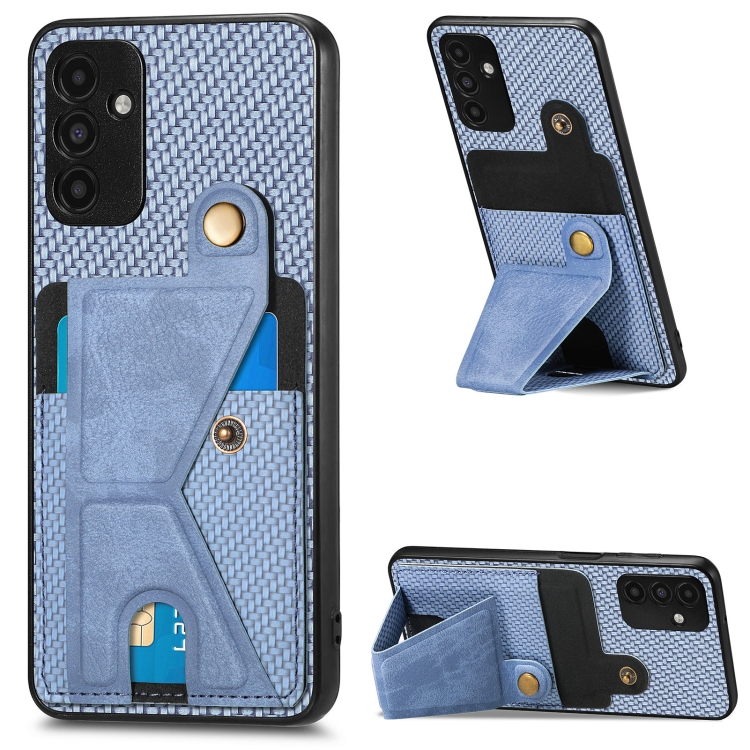 

For Samsung Galaxy A13 5G Carbon Fiber Wallet Flip Card K-shaped Holder Phone Case(Blue)
