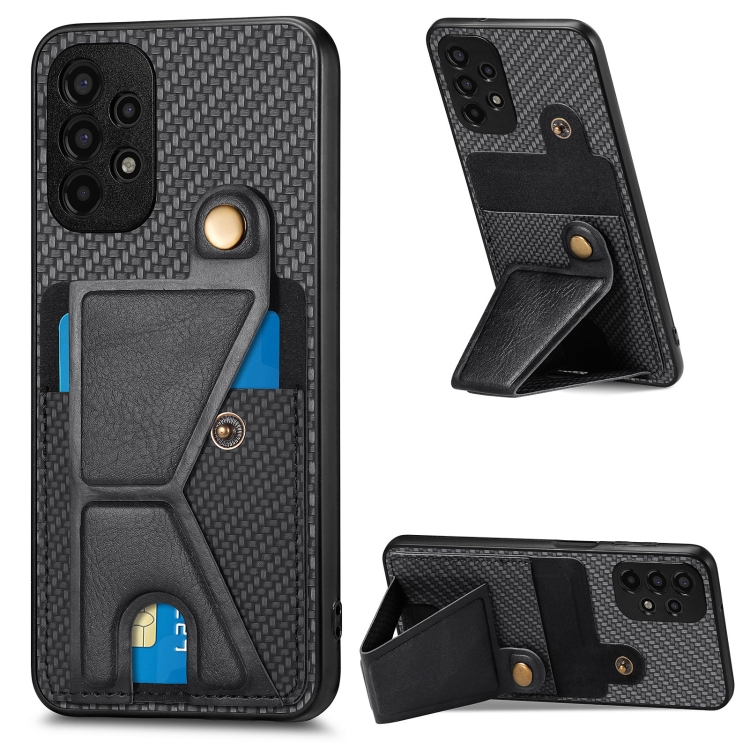 

For Samsung Galaxy A13 4G Carbon Fiber Wallet Flip Card K-shaped Holder Phone Case(Black)