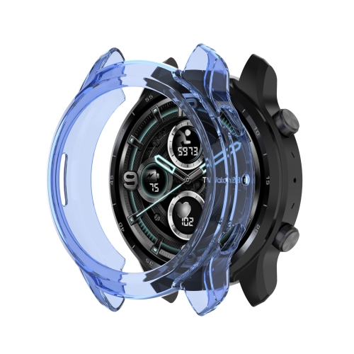 

For Ticwatch Pro 3 Ultra TPU Color Transparent Half Wrapped Protective Shell(Transparent Blue)