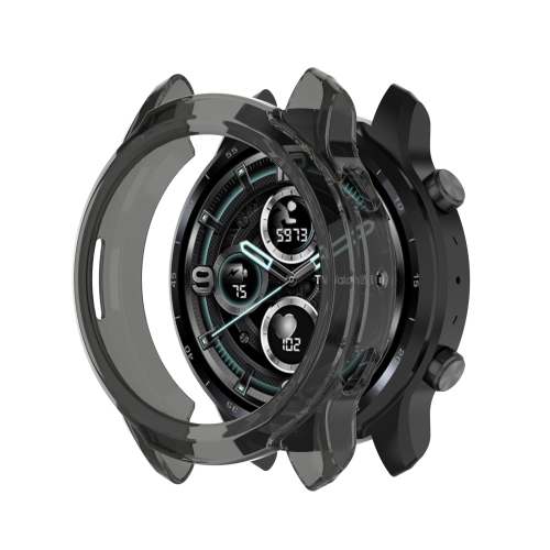 

For Ticwatch Pro X TPU Color Transparent Half Wrapped Protective Shell(Transparent Black)