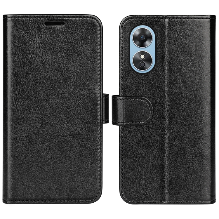 

For OPPO A17 R64 Texture Horizontal Flip Leather Phone Case(Black)