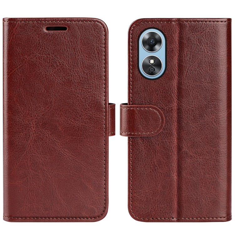 

For OPPO A17 R64 Texture Horizontal Flip Leather Phone Case(Brown)