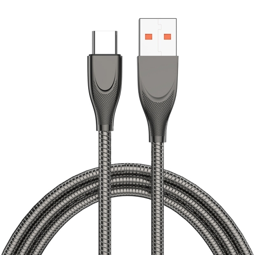 

ENKAY ENK-CB132 USB to USB-C / Type-C Carbon Steel Hose Spring 6A Supper Fast Charging Data Cable, Length:2m(Black)