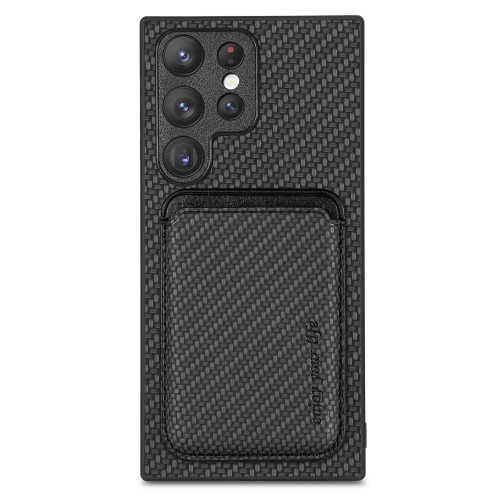 

For Samsung Galaxy S22 5G Carbon Fiber Leather Card Magsafe Magnetic Phone Case(Black)
