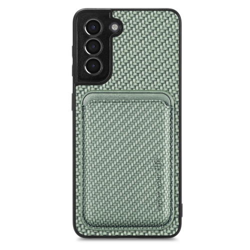 

For Samsung Galaxy S21+ 5G Carbon Fiber Leather Card Magsafe Magnetic Phone Case(Green)