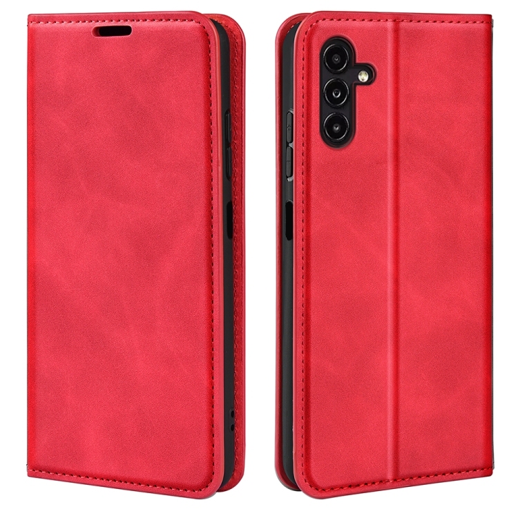 

For Samsung Galaxy A14 5G Retro-skin Magnetic Suction Leather Phone Case(Red)