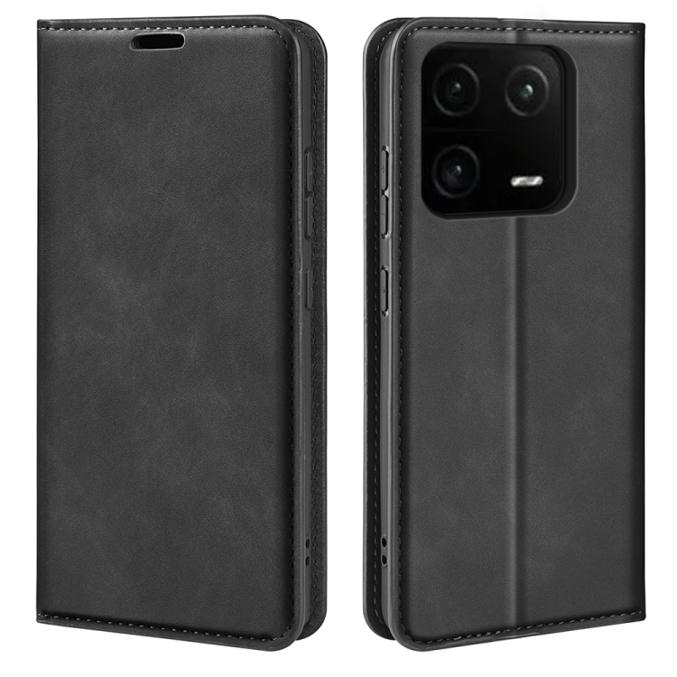

For Xiaomi 13 Pro Retro-skin Magnetic Suction Leather Phone Case(Black)