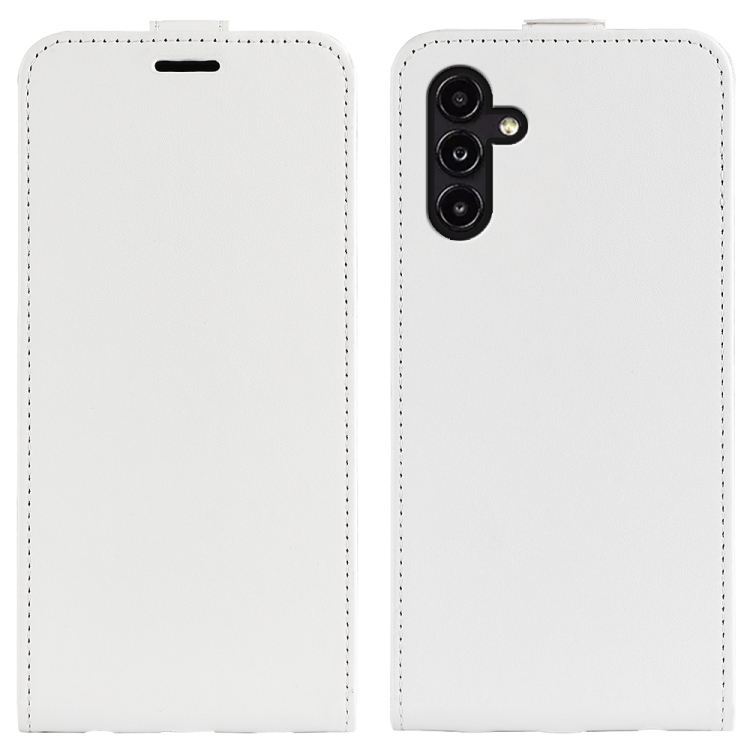 

For Samsung Galaxy A14 5G R64 Texture Vertical Flip Leather Phone Case(White)