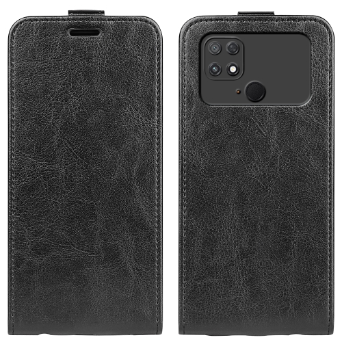 

For Xiaomi Poco C40 R64 Texture Vertical Flip Leather Phone Case(Black)