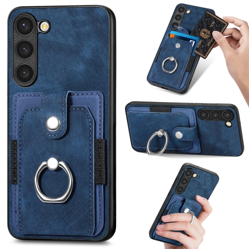 

For Samsung Galaxy S20 FE Retro Skin-feel Ring Card Wallet Phone Case(Blue)