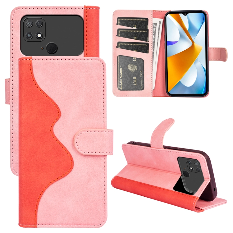 

For Xiaomi Poco C40 Stitching Horizontal Flip Leather Phone Case(Red)