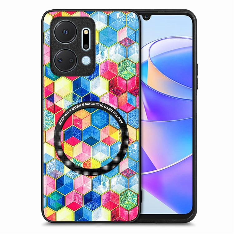 

For Honor X7A Colored Drawing Leather Skin Magnetic Back Cover Phone Case(Magic Space)