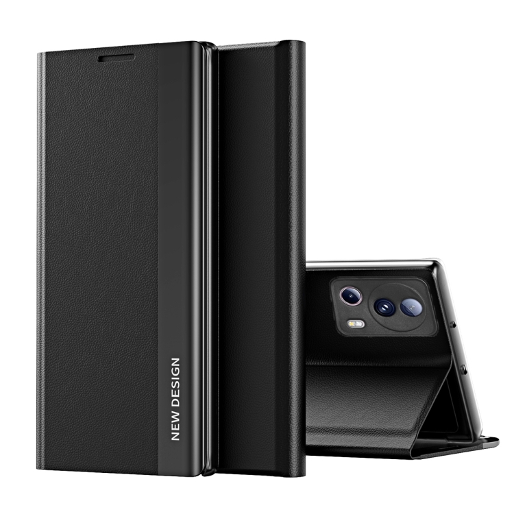 

For Xiaomi 13 Lite Side Electroplated Adsorption Leather Phone Case(Black)