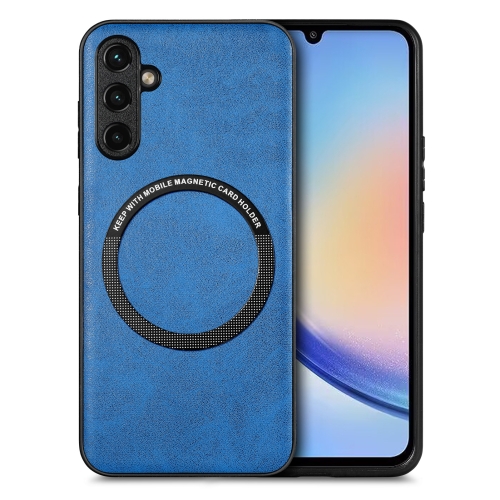 

For Samsung Galaxy A34 5G Solid Color Leather Phone Case(Blue)