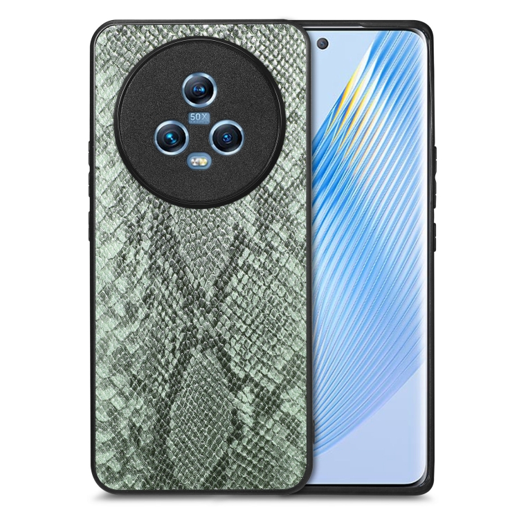 

For Honor Magic5 Snakeskin Leather Back Cover Phone Case(Green)