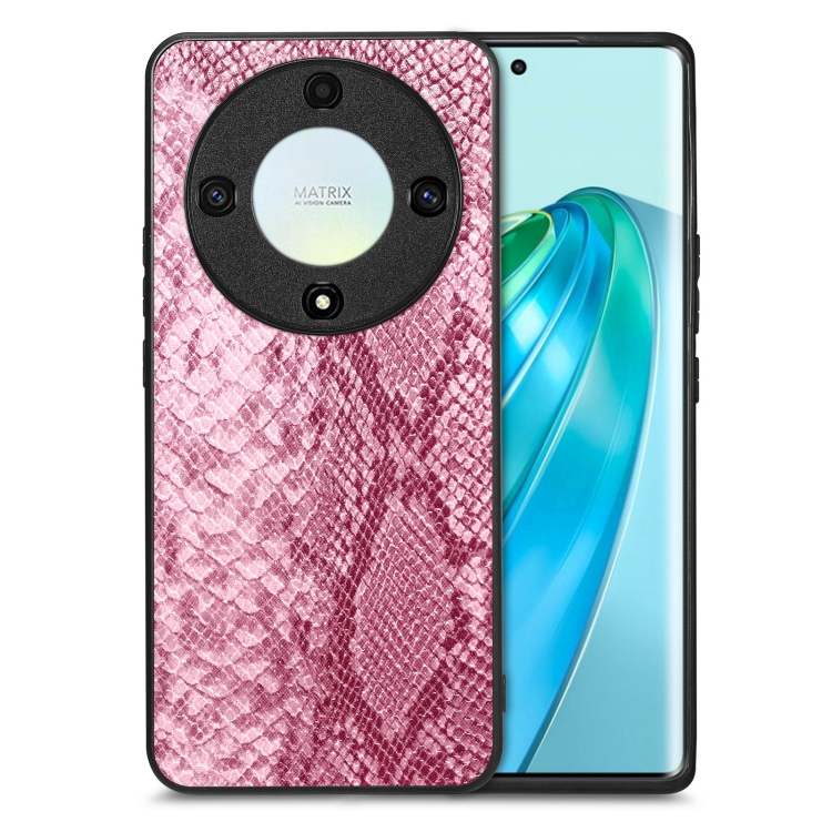 

For Honor X9A Snakeskin Leather Back Cover Phone Case(Pink)