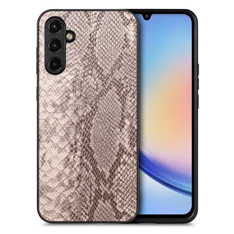 

For Samsung Galaxy A34 5G Snakeskin Leather Back Cover Phone Case(Gray)