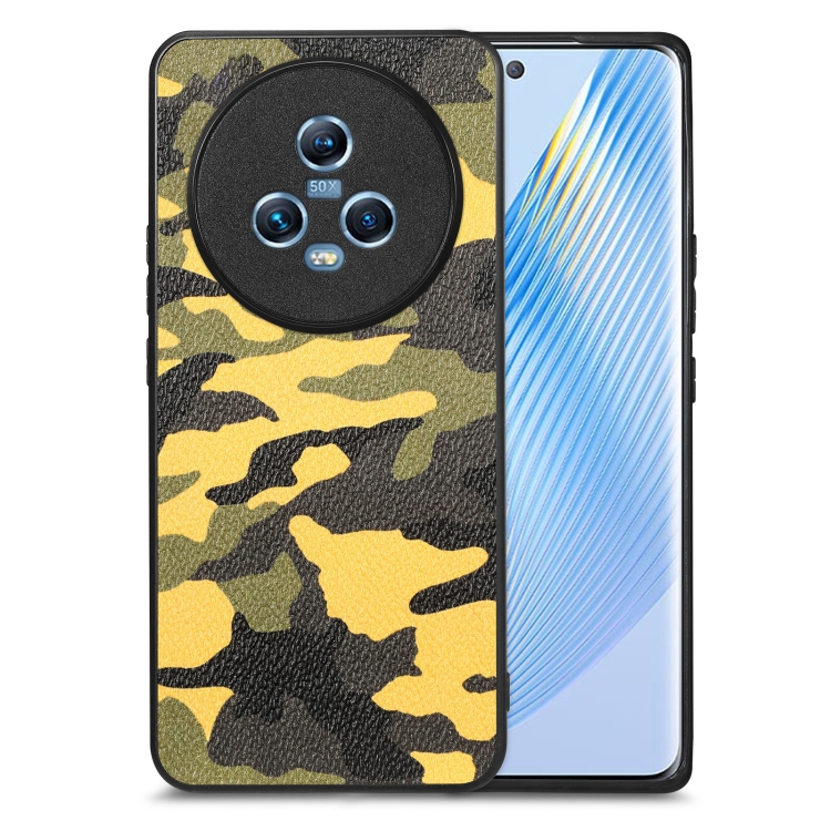 

For Honor Magic5 Camouflage Leather Back Cover Phone Case(Yellow)