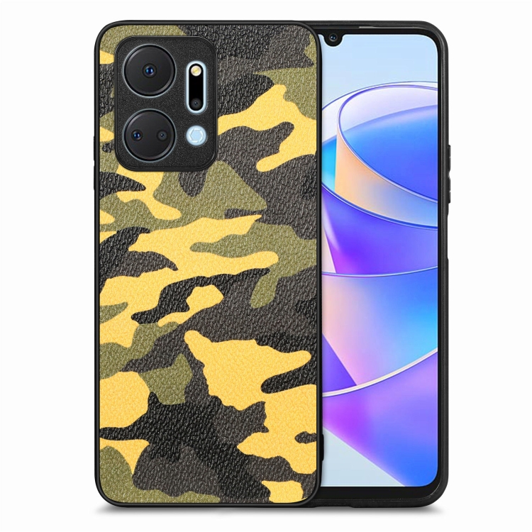 

For Honor X7A Camouflage Leather Back Cover Phone Case(Yellow)