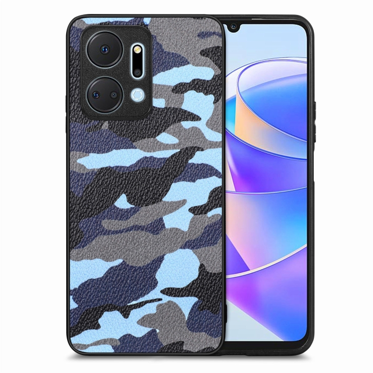 

For Honor X7A Camouflage Leather Back Cover Phone Case(Blue)