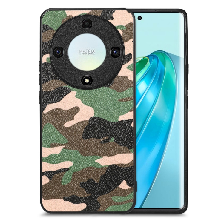 

For Honor X9A Camouflage Leather Back Cover Phone Case(Green)