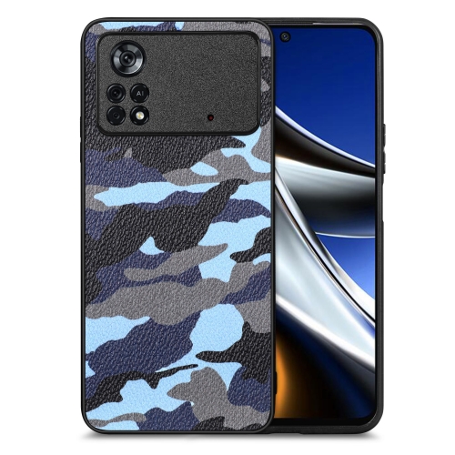 

For Xiaomi Poco X4 Pro 5G Camouflage Leather Back Cover Phone Case(Blue)