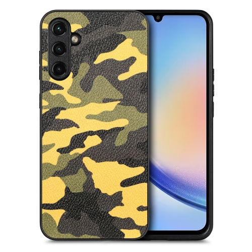 

For Samsung Galaxy A34 5G Camouflage Leather Back Cover Phone Case(Yellow)