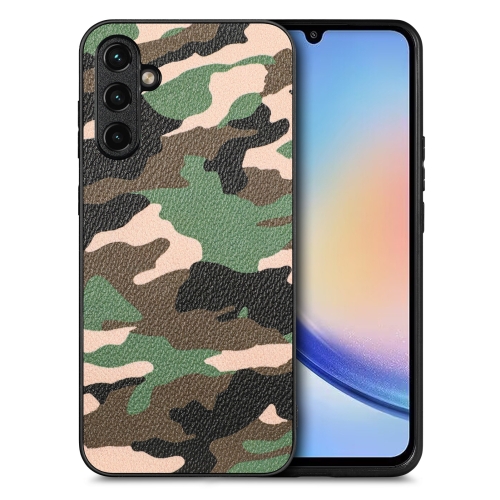 

For Samsung Galaxy A34 5G Camouflage Leather Back Cover Phone Case(Green)