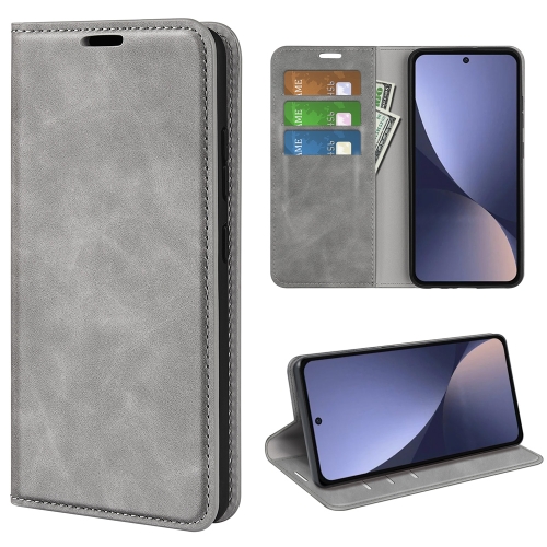 

For Xiaomi 13 Retro-skin Magnetic Suction Leather Phone Case(Grey)