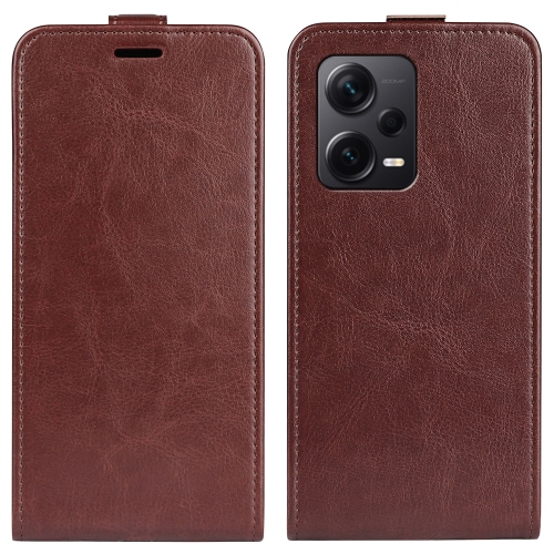 

For Xiaomi Redmi Note 12 Pro+ Global R64 Texture Vertical Flip Leather Phone Case(Brown)