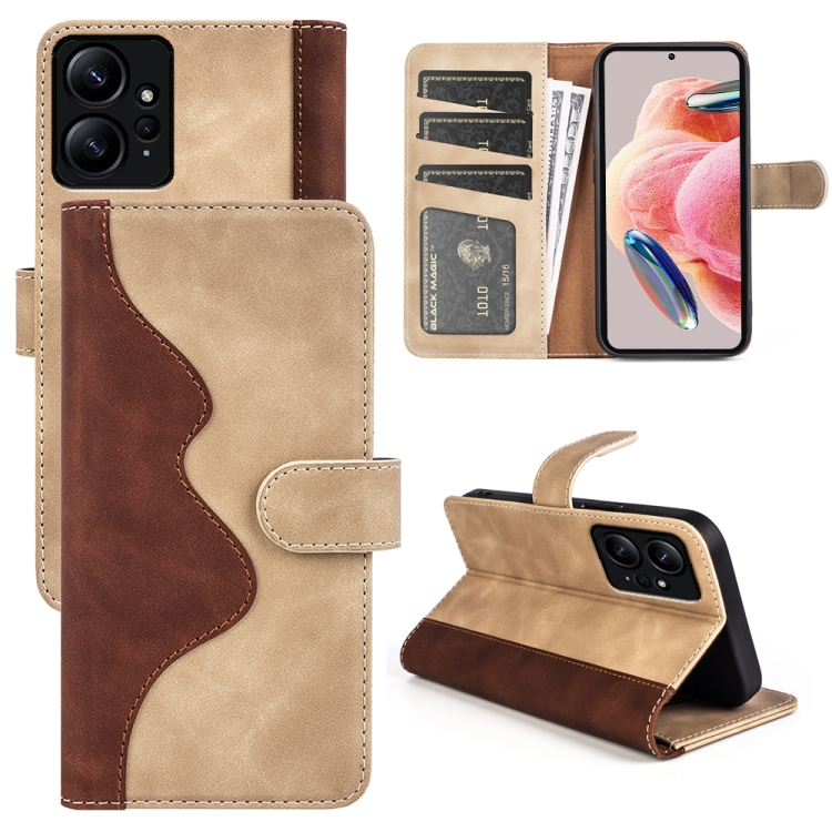 

For Xiaomi Redmi Note 12 4G Stitching Horizontal Flip Leather Phone Case(Yellow)