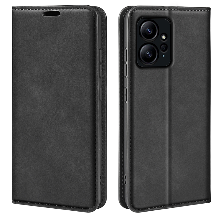 

For Xiaomi Redmi Note 12 4G Global Retro-skin Magnetic Suction Leather Phone Case(Black)