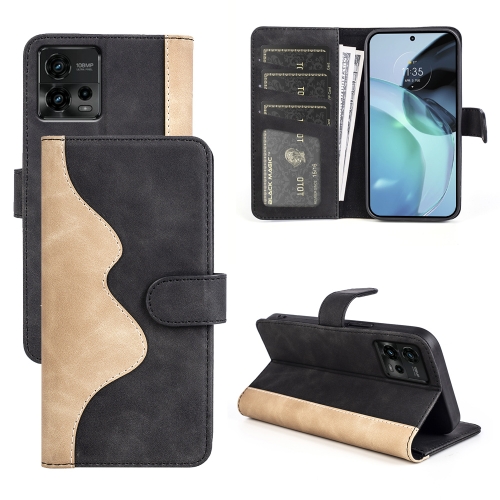 

For Motorola Moto G72 Stitching Horizontal Flip Leather Phone Case(Black)