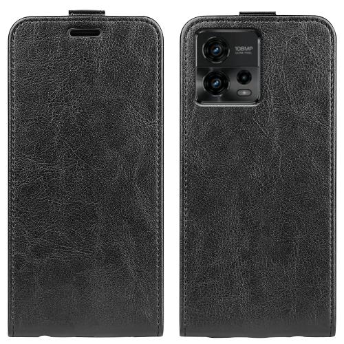 

For Motorola Moto G72 R64 Texture Single Vertical Flip Leather Phone Case(Black)