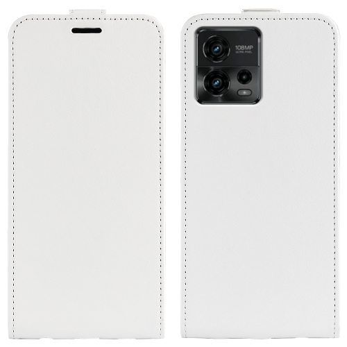 

For Motorola Moto G72 R64 Texture Single Vertical Flip Leather Phone Case(White)