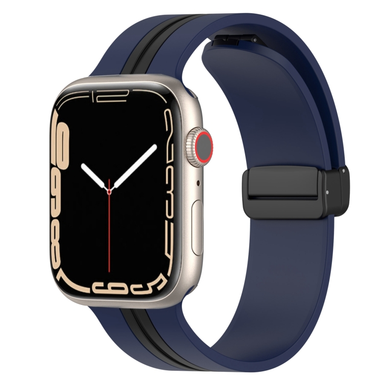 Magnetic Clasp Two-Color Silicone Watch Band For Apple Watch