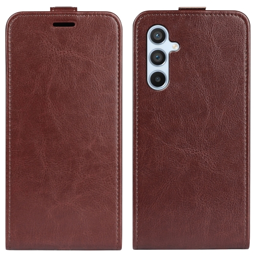 

For Samsung Galaxy A54 5G R64 Texture Vertical Flip Leather Phone Case(Brown)